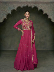 Resham Zari Work Art Silk Sweet Heart Long Gown