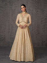 Embroidered & Sequin V Neck Full Sleeves Georgette Gown
