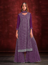 Embroidered Zarkan Georgette Kurta With Sharara And Dupatta