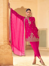 Embroidered Crepe Suit With Pant & Dupatta