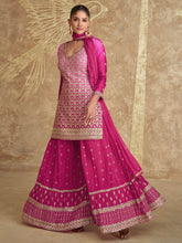 Embroidered Art Silk Suit With Plazzo & Dupatta