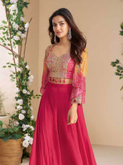 Embroidered Chinon Suit With Pant & Dupatta