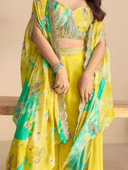 Embroidered Chinon Suit With Pant & Dupatta