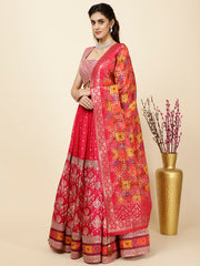 Embroidered Banarsi Choli With Lehenga & Dupatta