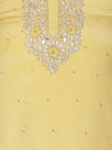 Neck Embroidery Chinon Unstitched Suit Piece With Dupatta