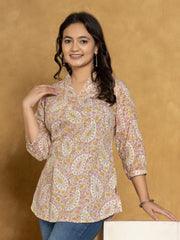 Printed Cotton Blend Short Kurti
