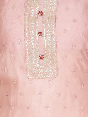 Neck Embroidered Organza Unstitched Suit Piece With Dupatta