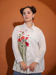 Thread Embroidery Cotton Blend Shirt