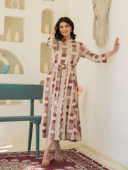 Printed Cotton Blend Dress