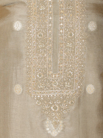 Neck Embroidery & Woven Handloom Unstitched Suit Piece With Dupatta