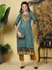 Printed Cotton Blend Kurta With Pants & Dupatta