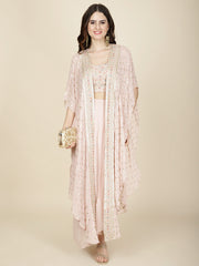 Zari Embroidery Georgette Choli With Pleated Skirt