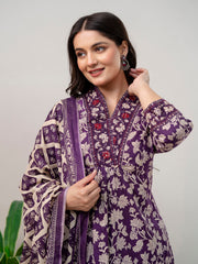 Floral Parinted Cotton Kurta With Pants & Dupatta