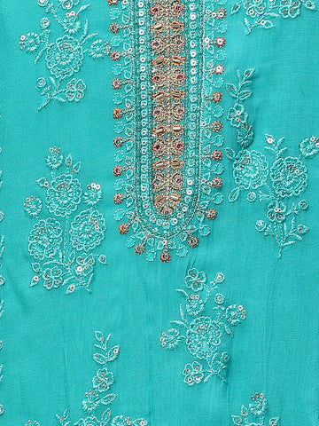 All Over Embroidery Chiffon Unstitched Suit Piece With Dupatta