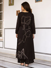 Abstract Printed Cotton Blend Kurta With Palazzo