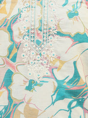 Neck Embroidered Cotton Blend Unstitched Suit Piece With Dupatta