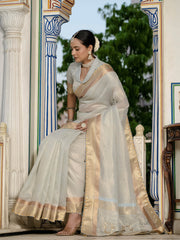 Woven Border Linen Saree