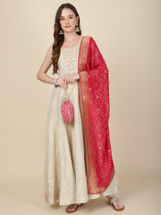 Zari Work Tissue Anarkali Suit Set With Dupatta