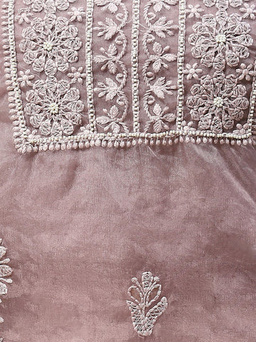 Neck Embroidery Organza Unstitched Suit Piece With Dupatta