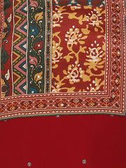 Neck Embroidered Chanderi Unstitched Suit Piece With Dupatta