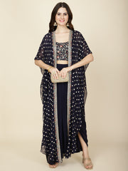 Resham Embroidery Georgette Choli With Pleated Skirt