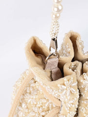 Cream Pearl Embroidered Potli Bag