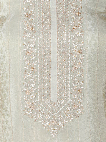 Neck Embroidery & Woven Tissue Unstitched Suit Piece With Dupatta