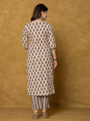 Printed Cotton Blend Kurta With Pants