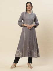 Embroidered Plain Cotton Kurta