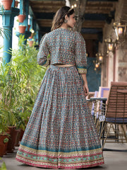 Digital Printed Art Silk Choli With Lehenga & Jacket