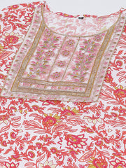 Floral Print Cotton Suit Set With Dupatta