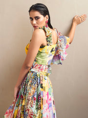 Sequin Embroidered Georgette Choli With Lehenga