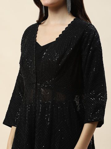 Resham Jaal Embroidery Georgette Choli Jacket With Lehenga & Dupatta