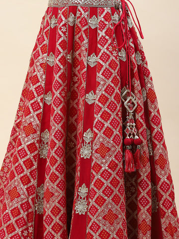 Zari Embroidered Banarasi Choli With Lehenga & Dupatta