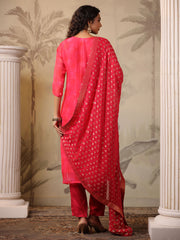Zari Weave Georgette Kurta With Pants & Dupatta