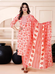 Printed Cotton Suit Set With Dupatta