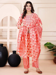 Printed Cotton Suit Set With Dupatta