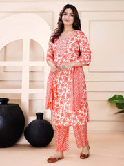 Printed Cotton Suit Set With Dupatta