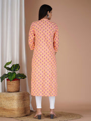 Floral Printed Straight Style Cotton Kurta