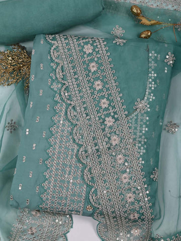 Sequin Embroidered Chanderi Unstitched Suit Piece With Dupatta