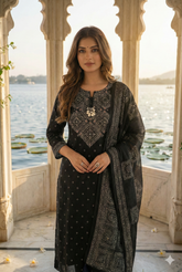 Embroidered Cotton Kurta With Pant