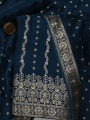 Woven Design Chanderi Unstitched Suit With Dupatta