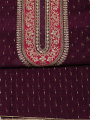 Embroidered Chanderi Unstitched Suit Piece With Dupatta