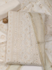All Over Embroidered Chanderi Unstitched Suit Piece With Dupatta