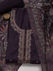 Neck Embroidery Chanderi Unstitched Suit Piece With Dupatta