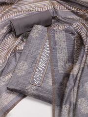Neck Patti Embroidery Chanderi Unstitched Suit Piece With Dupatta