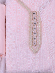 Embroidered Georgette Unstitched Suit With Pant & Dupatta