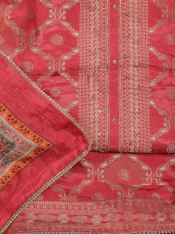 Kanjeevaram Printed Chanderi Unstitched Suit Piece With Dupatta