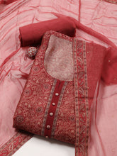 Neck Patti Chanderi Unstitched Suit Piece With Dupatta