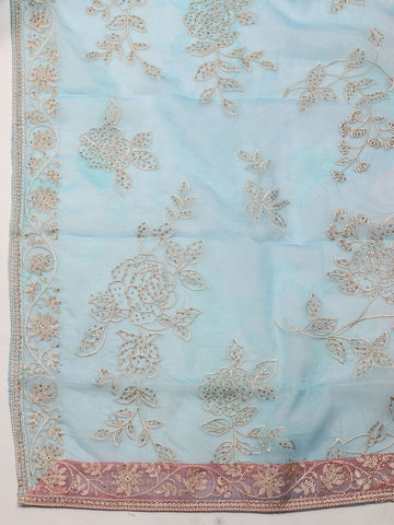 Floral Embroidery Organza Unstitched Suit Piece With Dupatta